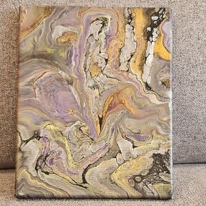 Abstract Canvas Art in Purple, Silver and Gold